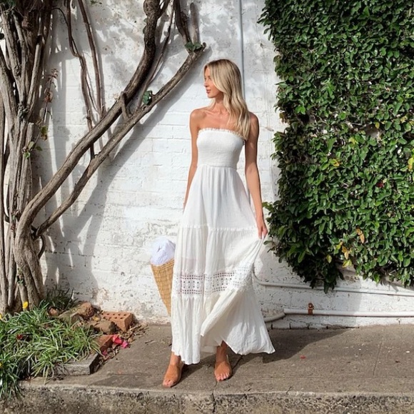 Fortunate One Strapless Maxi Dress White Sz M New with Tags! - Picture 5 of 16